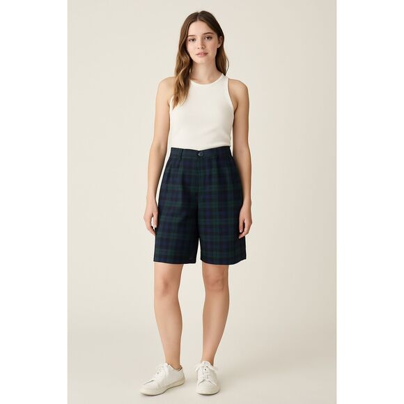 Vintage J.H. Collectables size 8(runs small)wool plaid wide leg shorts - Picture 1 of 9